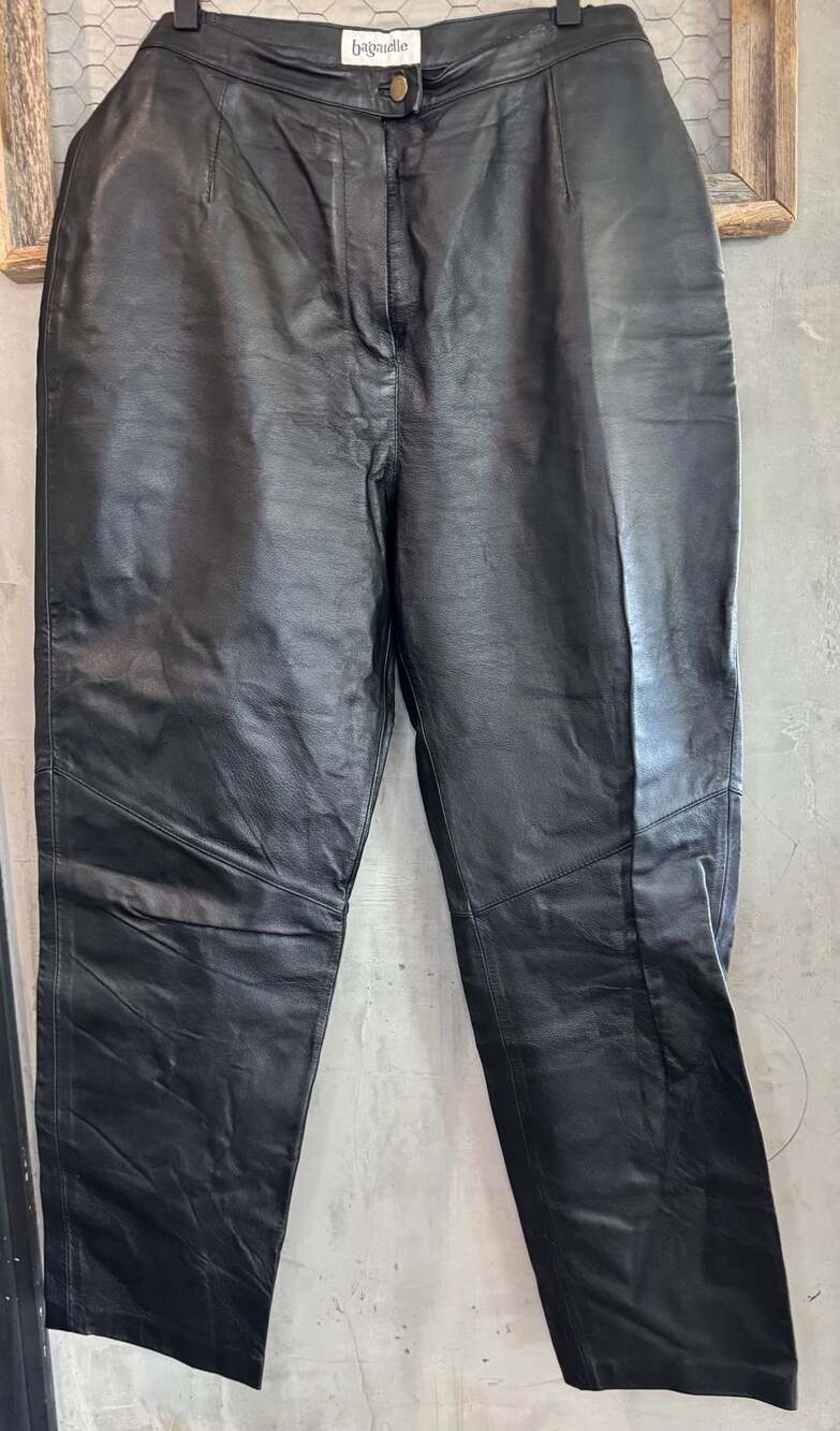 Bagatelle Leather Pants Size 16W Black High Waisted Straight Leg